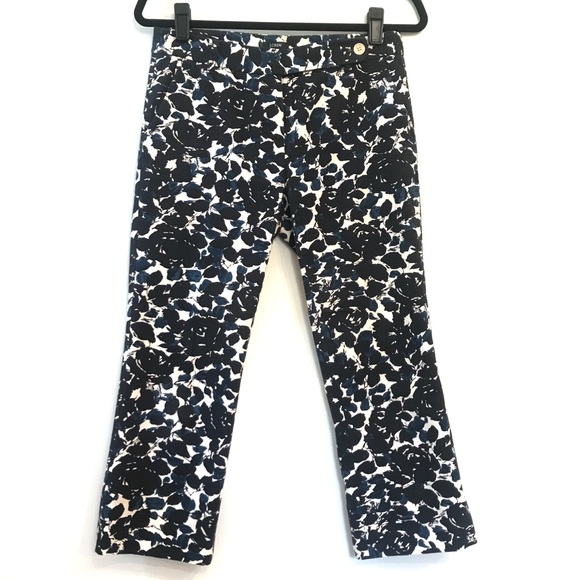 ✨J. Crew Navy Blue Floral Skinny Crop Chino Pants - Picture 2 of 5